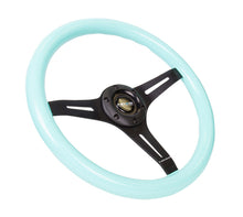 Load image into Gallery viewer, NRG Classic Wood Grain Steering Wheel (350mm) Minty Fresh Color Grip w/Black 3-Spoke Center