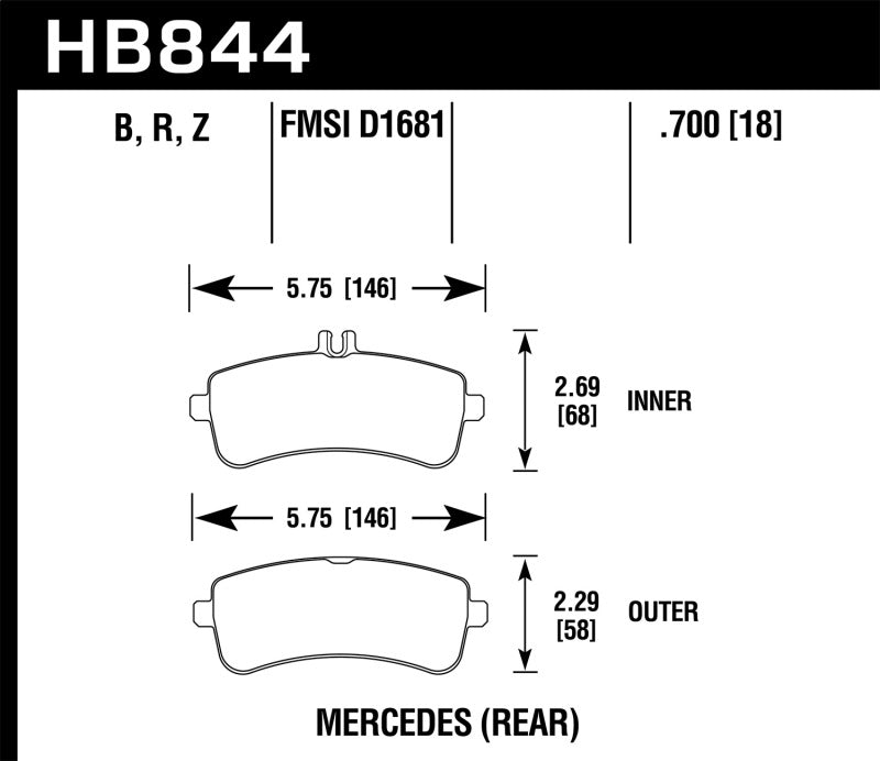 Hawk 13-16 Mercedes SL Class / 14-17 Mercedes S Class Performance Ceramic Street Rear Brake Pads