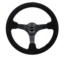 Load image into Gallery viewer, NRG Reinforced Steering Wheel (350mm / 3in. Deep) Blk Suede/Silver BBall Stitch w/5mm Mt. Blk Spokes