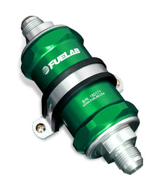 Fuelab 818 In-Line Fuel Filter Standard -6AN In/-8AN Out 100 Micron Stainless - Green