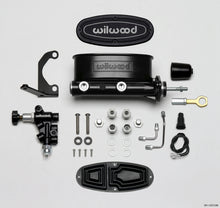Load image into Gallery viewer, Wilwood HV Tandem M/C Kit w L/H Bracket &amp; Prop Valve - 7/8in Bore Black-W/Push. - Early Mustang