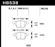 Load image into Gallery viewer, Hawk 09 Audi A4 Cabriolet / 05-07 A4 / 05-09 A4 Quattro / 06-09 A6 / 08 VW R32 HPS Front Brake Pads