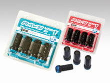 Load image into Gallery viewer, Rays 17 Hex Racing Nut 12x1.50 (Open End) (Blue Seat) - Black (2 Pieces)