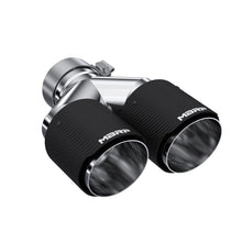 Load image into Gallery viewer, MBRP 3in ID / Dual 4in OD Out Staggered L 9.37in / R 9.87in Dual Wall Carbon Fiber Univ Exhaust Tip