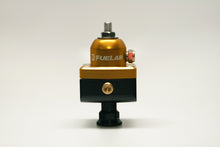 Load image into Gallery viewer, Fuelab 575 Carb Adjustable Mini FPR Blocking 4-12 PSI (1) -6AN In (2) -6AN Out - Gold