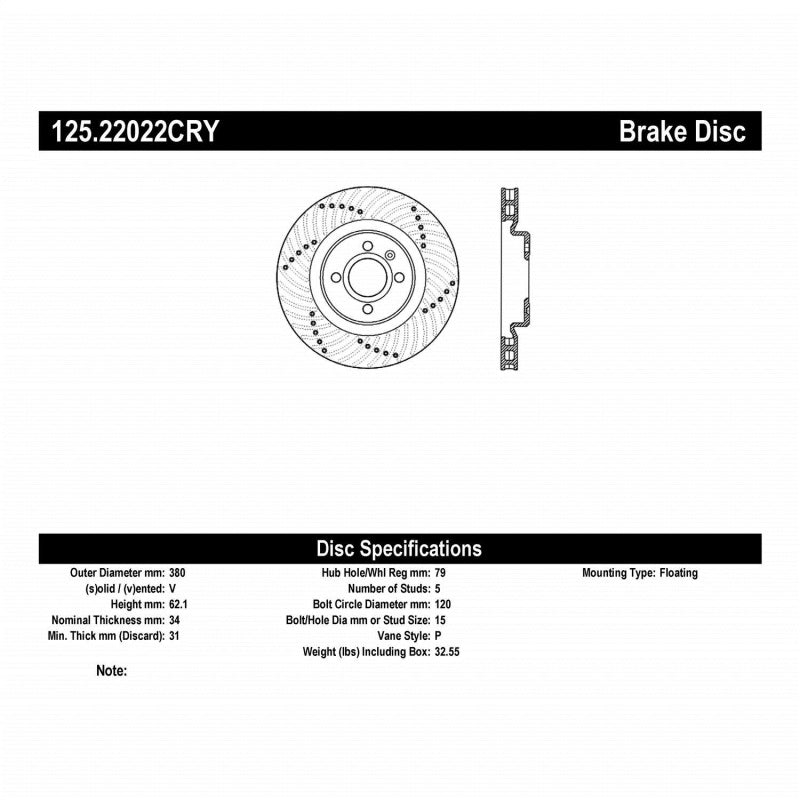 StopTech 13-17 Land Rover Range Rover Premium High Carbon Brake Rotor - Front