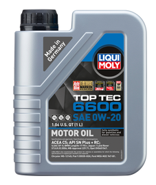 LIQUI MOLY 1L Top Tec 6600 Motor Oil 0W-20