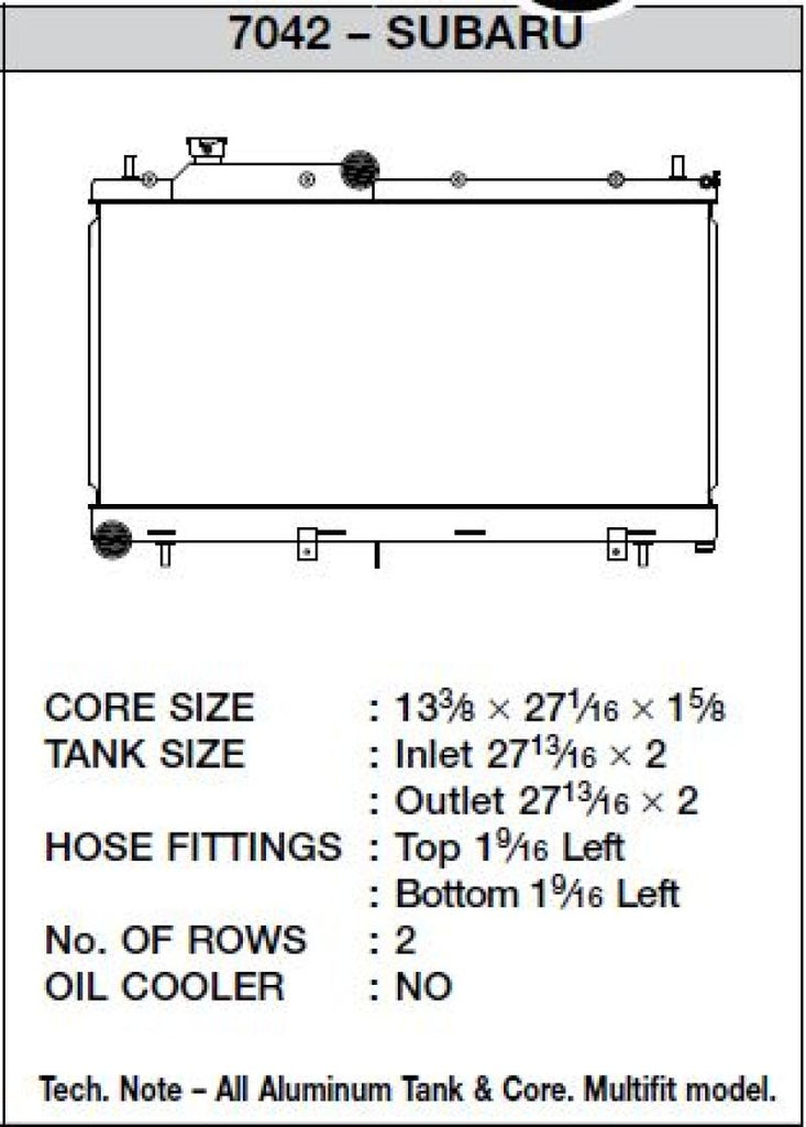 CSF 08-15 Subaru Impreza WRX/STI 2-Row Race-Spec Radiator