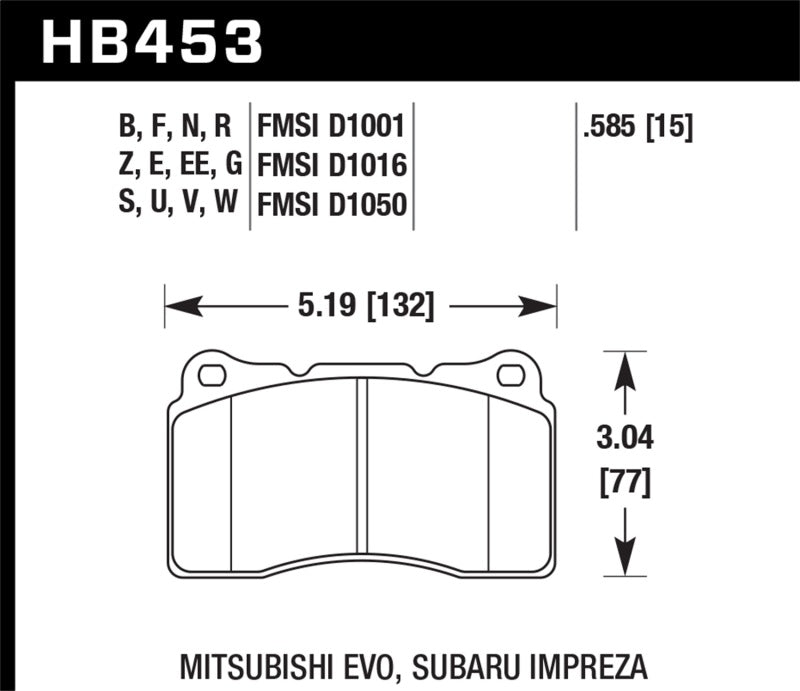 Hawk 03-06 Evo / 04-09 STi / 09-10 Genesis Coupe (Track Only) / 2010 Camaro SS DTC-30 Race Front Bra