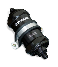 Fuelab 818 In-Line Fuel Filter Standard -10AN In/-8AN Out 100 Micron Stainless - Black