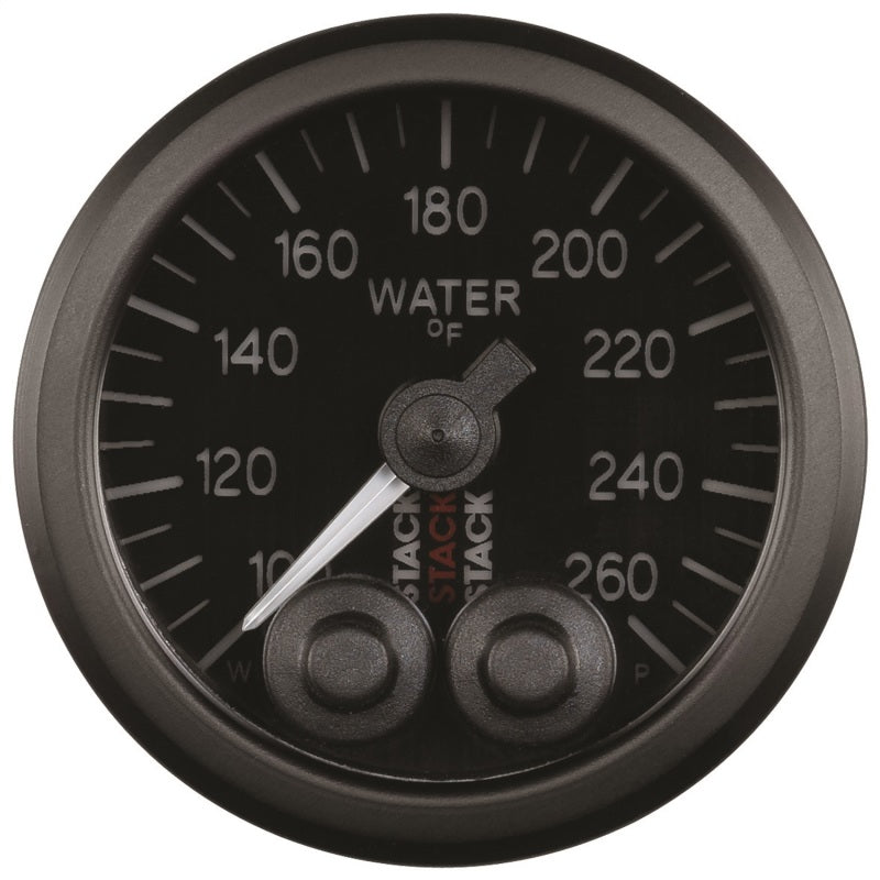 Autometer Stack Pro Control 52mm 100-260 deg F Water Temp Gauge - Black (1/8in NPTF Male)