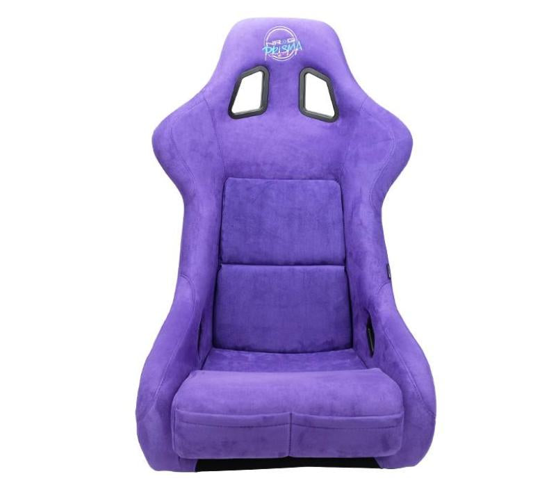 NRG FRP Bucket Seat PRISMA Edition w/ Pearlized Back/ Purple Alcantara w/ Phone Pockets - Large
