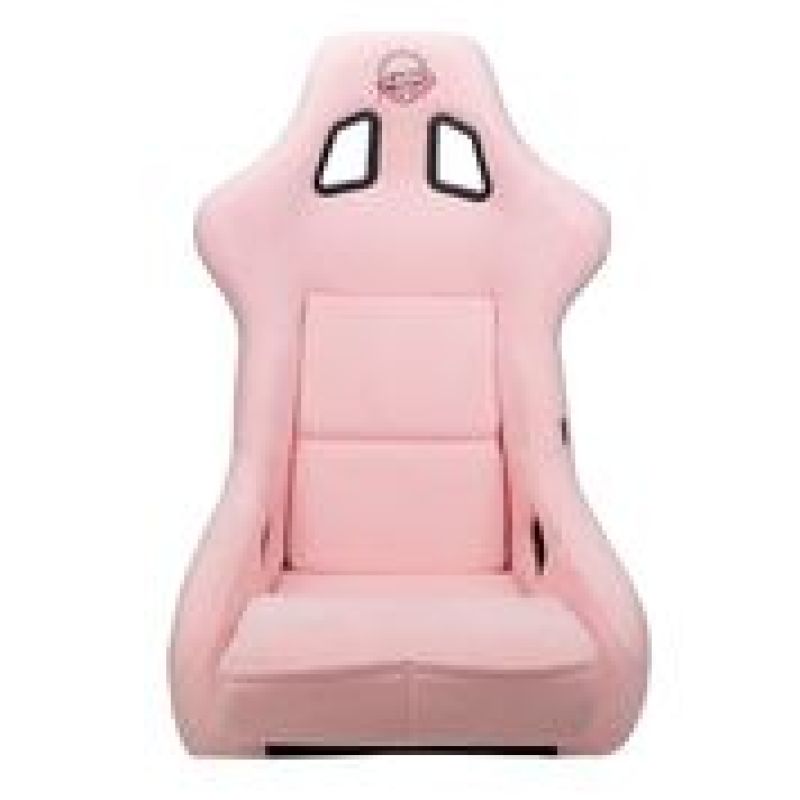 NRG FRP Bucket Seat PRISMA Edition w/ Pearlized Back/ Pink Alcantara w/ Phone Pockets - Large