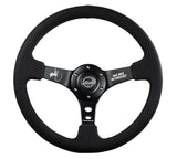NRG Reinforced Steering Wheel (3in. Deep) Mad Mike /5mm Spoke/ Alcantara Finish/ Black Stitching