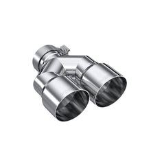 Load image into Gallery viewer, MBRP 3in ID / Dual 4in OD Out Staggered L 9.37in / R 9.87in Single Wall T304 SS Univ Exhaust Tip