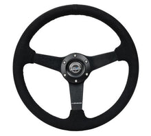 Load image into Gallery viewer, NRG Sport Steering Wheel (350mm/ 1.5in. Deep) Matte Black Spoke/ Black Alcantara w/ Black Stitching