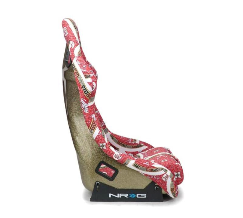 NRG FRP Bucket Seat PRISMA Oriental Longivity Plate Edition W/ Gold Pearlized Back - Large