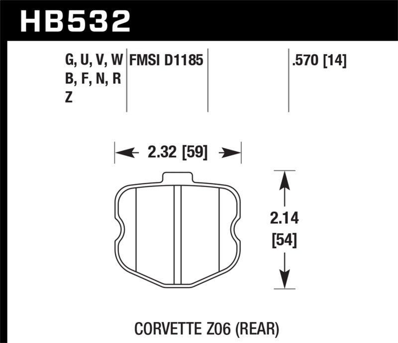 Hawk 06-10 Chevy Corvette (OEM Pad Design) Rear HPS Sreet Brake Pads