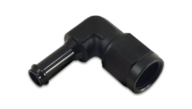 Vibrant -8AN to 1/2in Hose Barb 90 Degree Adapter - Anodized Black