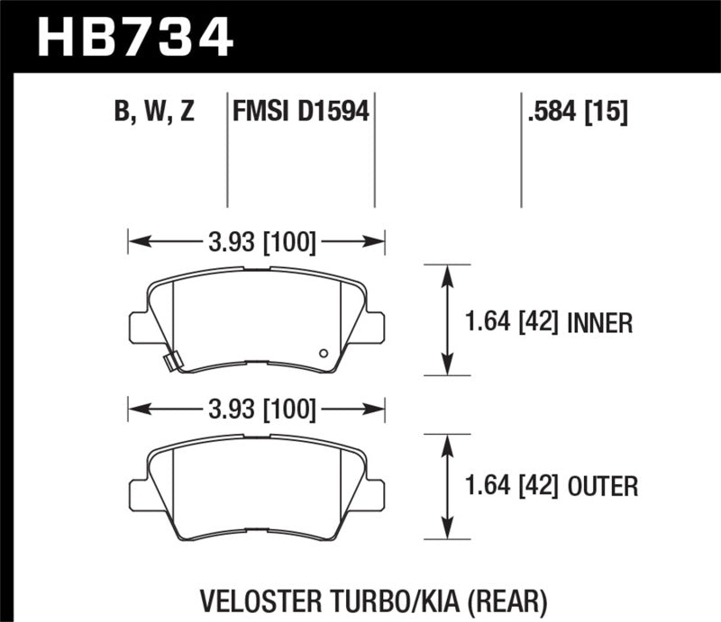 Hawk 12-13 Hyundai Veloster / 2014 Kia Forte Rear HPS 5.0 Street Brake Pads