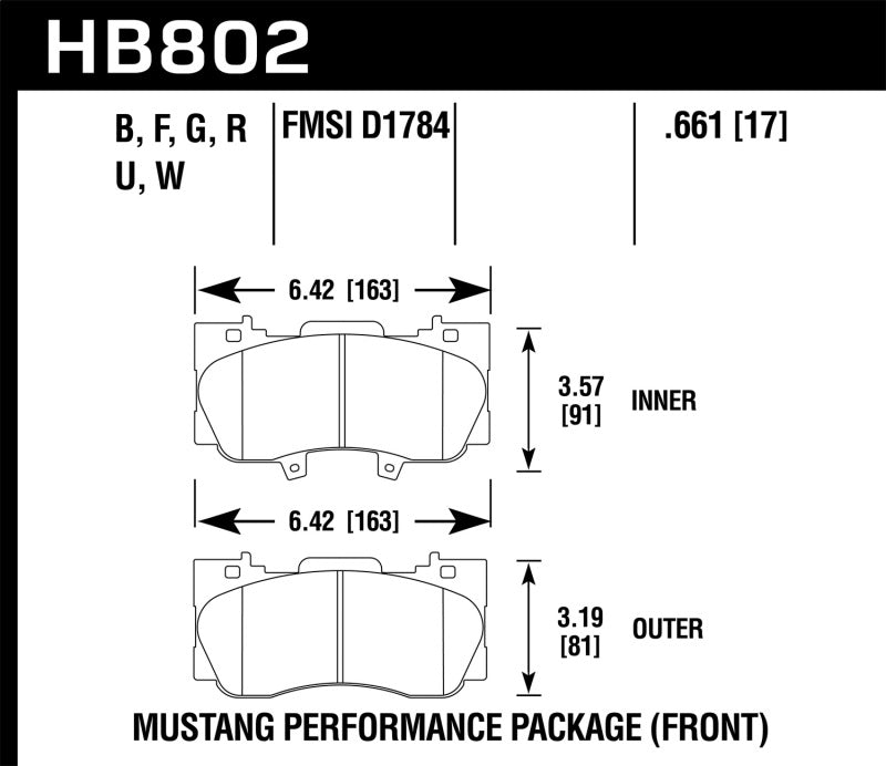 Hawk 15-17 Ford Mustang Performance Pkg (NON GT) HPS Front Brake Pads