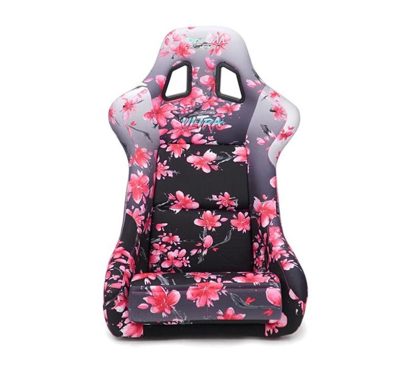 NRG FRP Bucket Seat PRISMA Japanese Cherry Blossom Edition W/ Pink Pearlized Back - Medium