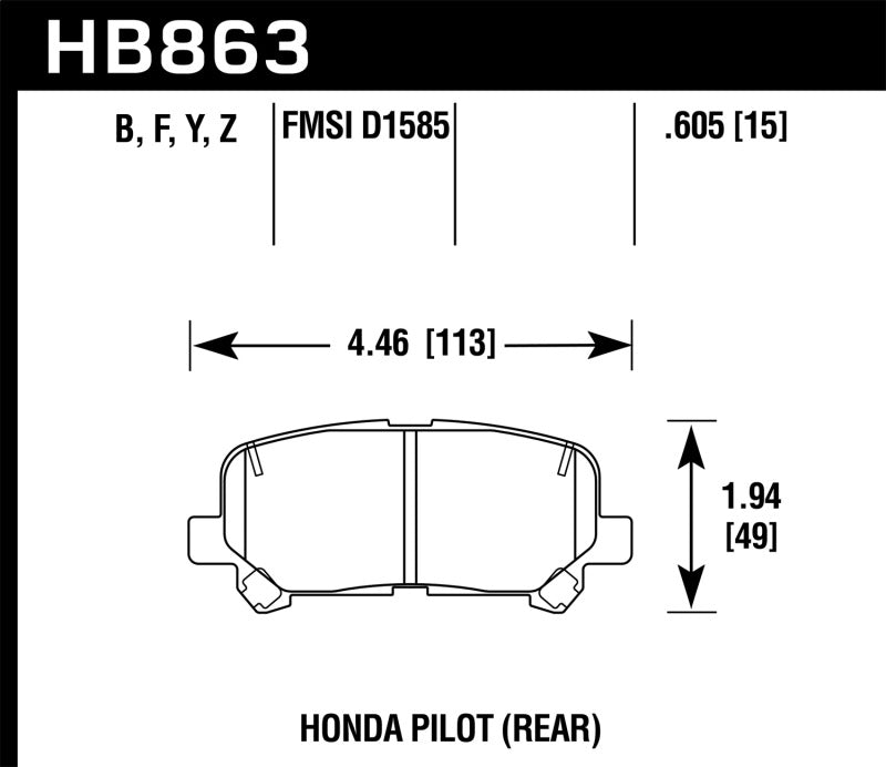 Hawk 12-15 Honda Pilot HPS Street Rear Brake Pads