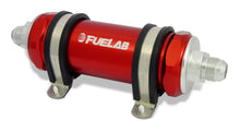 Load image into Gallery viewer, Fuelab 828 In-Line Fuel Filter Long -10AN In/-6AN Out 40 Micron Stainless - Red