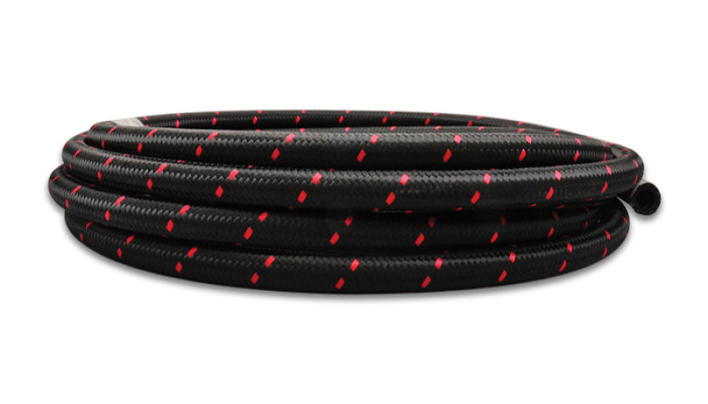 Vibrant -12 AN Two-Tone Black/Red Nylon Braided Flex Hose (2 foot roll)