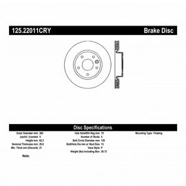 Centric 06-09 Land Rover Range Rover 4.2L V8 Supercharged Front Premium High Carbon Cryo Brake Rotor