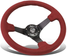 Load image into Gallery viewer, NRG Reinforced Steering Wheel (350mm/ 3in. Deep) Black Spoke/ Burgundy Alcantara w/ Black Stitch