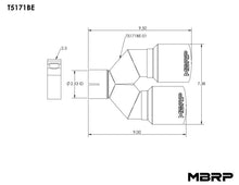 Load image into Gallery viewer, MBRP Burnt End Tip 2.5 ID, Dual 3.5 OD Out, 9.5 length, Single wall 304 Stainless Steel