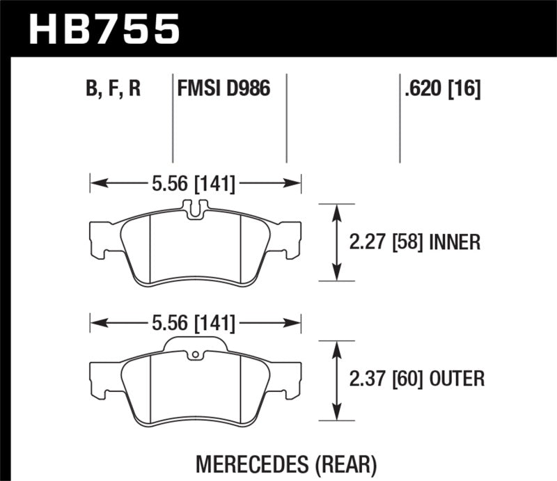 Hawk 03-06 Mercedes Benz SL500 HPS 5.0 Rear Brake Pads