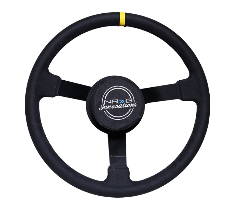 NRG Reinforced Steering Wheel (380mm) Nascar/ Alcantara 3 Spoke w/ NRG Logo/ Removable Crushed Pad