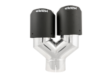 Load image into Gallery viewer, MBRP 3in ID / Dual 4in OD Out Staggered L 9.87in / R 9.37in Dual Wall Carbon Fiber Univ Exhaust Tip