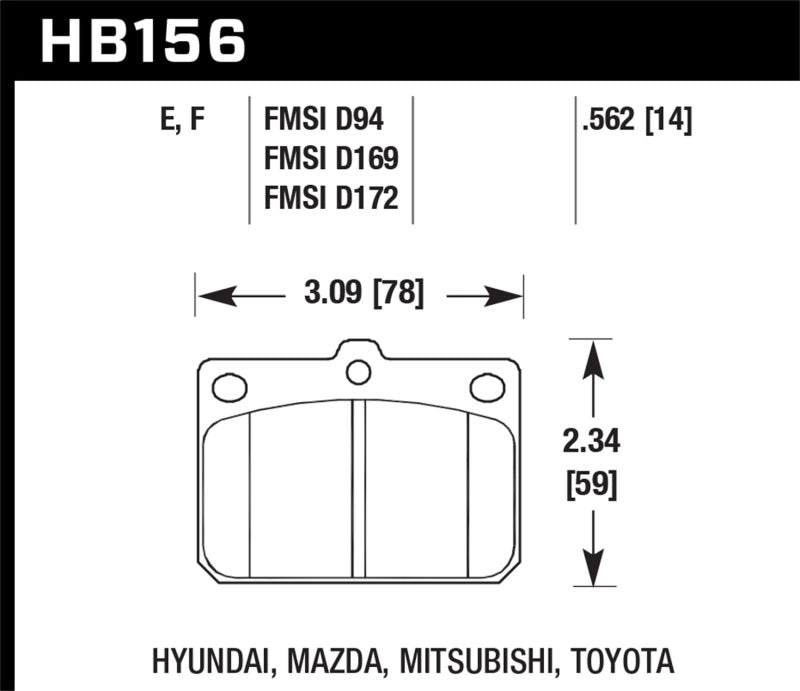 Hawk 71-78 Mazda RX-3 HPS Street Front Brake Pads