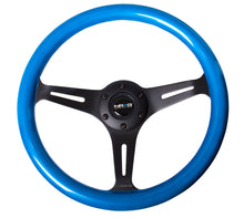 Load image into Gallery viewer, NRG Classic Wood Grain Steering Wheel (350mm) Blue Pearl/Flake Paint w/Black 3-Spoke Center