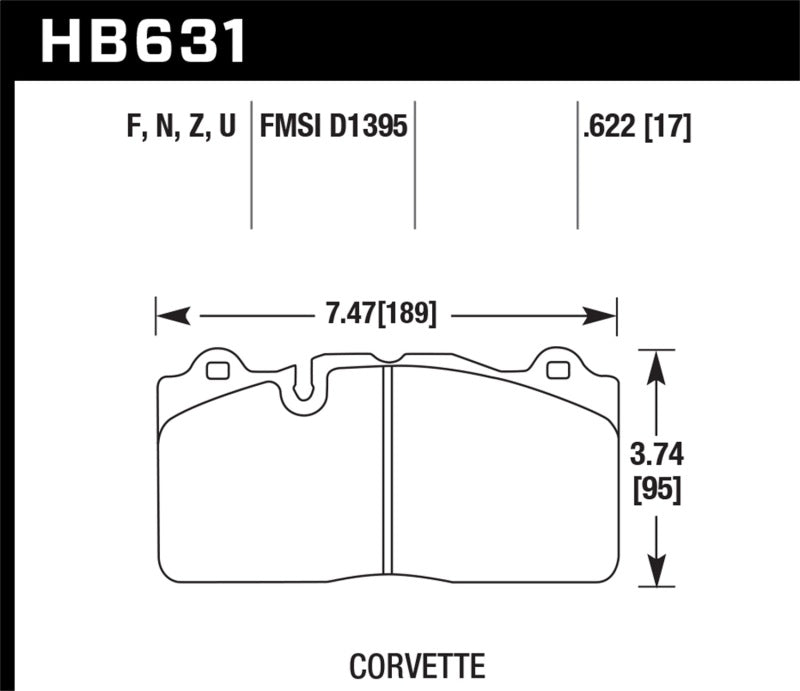 Hawk 09-11 Corvette Z06/ZR-1 (w/Carbon Ceramic Brake Package and Iron rotors) HPS Street Front Brake