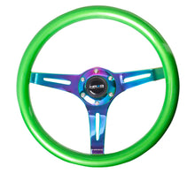 Load image into Gallery viewer, NRG Classic Wood Grain Steering Wheel (350mm) Green Pearl/Flake Paint w/Neochrome 3-Spoke Center