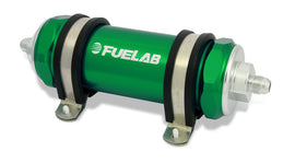 Fuelab 828 In-Line Fuel Filter Long -12AN In/-6AN Out 40 Micron Stainless - Green