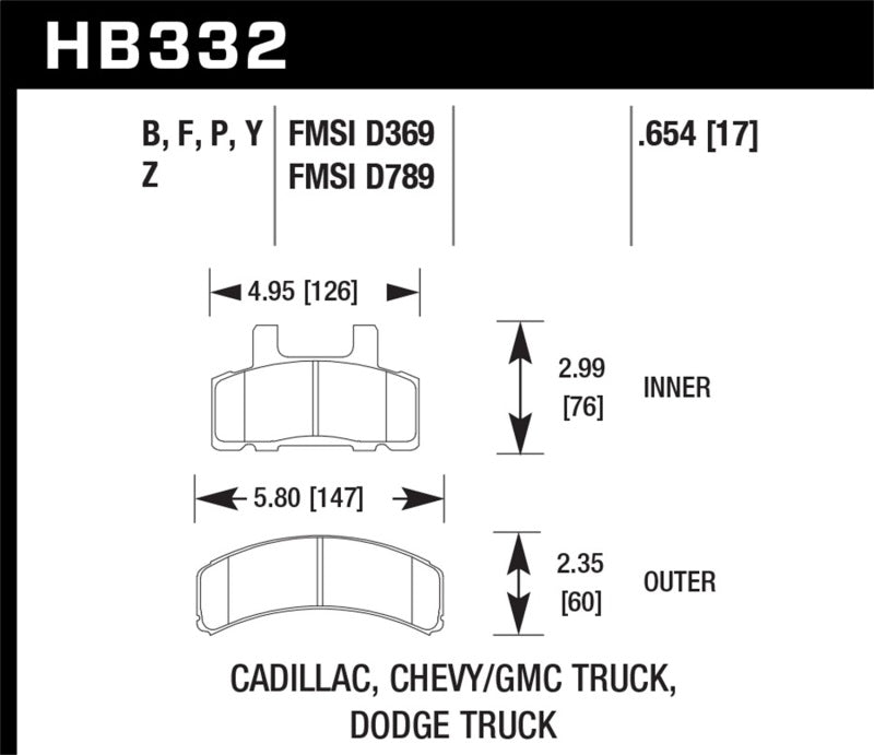 Hawk 1999-2000 Cadillac Escalade HPS 5.0 Front Brake Pads