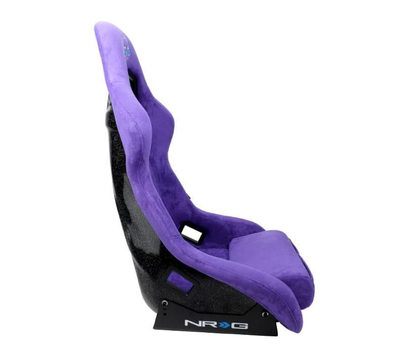 NRG FRP Bucket Seat PRISMA Edition w/ Pearlized Back/ Purple Alcantara w/ Phone Pockets - Large